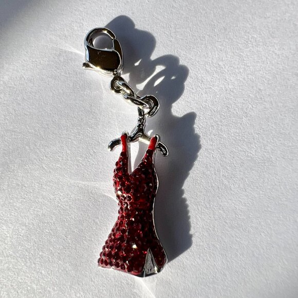 SALE! FINE JEWELRY! Gorgeous & Rare Swarovski Ruby Red Dress Charm - Picture 9 of 10